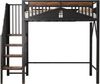 Metall-Hochbett 90 x 200 cm, Einzigartige Sicherheitsumrandung mit Fenster, Mit Sicherheitsleiter, Genügend Platz unter dem Bett für freien Stoffbezug, Schwarz Bild 5