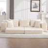 Schlafsofa 273 x 98 x 87 cm aus Cord in Beige – mit hoher Rückenlehne, Seitentaschen und Getränkehaltern Bild 5