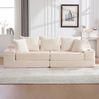 Schlafsofa 273 x 98 x 87 cm aus Cord in Beige – mit hoher Rückenlehne, Seitentaschen und Getränkehaltern Bild 3