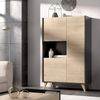 Dmora Crono-Sideboard, hohes Wohnzimmer-Buffet, modernes Wohnzimmer-Sideboard mit 3 Türen, 81 x 43 x 135 cm, Eiche und Anthrazit Bild 2