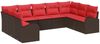 vidaXL Gartensofa-set mit Kissen 9 pcs Braun und Rot Poly-Rattan 3354873 Bild 2