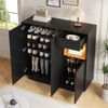 Schuhschrank 105 x 39,5 x 100,5 cm, schwarz/natur, mit Schublade, LED und verstellbaren Einlegeböden Bild 4