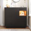 Schuhschrank 105 x 39,5 x 100,5 cm, schwarz/natur, mit Schublade, LED und verstellbaren Einlegeböden Bild 2