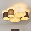 »Monfalcone«, 5-flammige Deckenlampe aus Metall und Stoff in Schwarz/Grau/Weiß, Moderne Zimmerlampe mit Lichteffekt an der Decke, 5 x E27 max. 15 Watt, für LED Leuchtmittel geeignet Bild 5