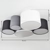 »Monfalcone«, 5-flammige Deckenlampe aus Metall und Stoff in Schwarz/Grau/Weiß, Moderne Zimmerlampe mit Lichteffekt an der Decke, 5 x E27 max. 15 Watt, für LED Leuchtmittel geeignet Bild 2