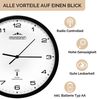 Monzana Funk Wanduhr Funkuhr 31cm Schwarz Weiß Bild 4