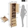 Flieks Badezimmer-Hochschrank 40 x 30 x 172 cm, Badschrank in Holzoptik mit 3 Schubladen & verstellbarem Einlegeboden, Naturholzfarbe Bild 4
