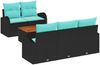 vidaXL Gartensofa-set 6 pcs Schwarz und Türkis Poly-Rattan 3356191 Bild 2