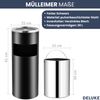 Runder Standaschenbecher für Draußen 30L - 25x61cm Stahl | Mülleimer mit Aschenbecher Abfalleimer mit Inneneimer Standascher Outdoor, Schwarz Bild 3