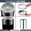 Runder Standaschenbecher für Draußen 30L - 25x61cm Stahl | Mülleimer mit Aschenbecher Abfalleimer mit Inneneimer Standascher Outdoor, Schwarz Bild 5