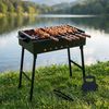 BIG-PAN Grillbesteck-Set Mangal Klappbar Holzkohlegrill 9 Spieße 2mm Stahl 70x33cm Schaschlik, (Mangalgrill, Schaschlikgrill zerlegbar), Outdoor Kohlegrill Picknick Garten Bild 2