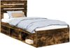 vidaXL Bettrahmen Geräucherte Eiche 90 x 200 cm Massives Kiefernholz 3411459 Bild 2