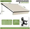 Sekey Gelenkarmmarkise Markise mit Handkurbel Balkon Sonnenschutz verstellbar Aluminium Sonnenmarkise manuelle, Wetterfest,250 × 200 cm, Beige Bild 3