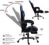 Delman Gaming-Stuhl, ergonomischer Bürostuhl mit 2-Punkt-Massagefunktion, Fußstütze und Kopfstütze, Stoffbezug, Blau Bild 2