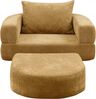Sofa, modulare Sitzfläche variabel, Chenille-Bezug in Gelb, modernes minimalistisches Wohnzimmersofa,100*90*42 cm Bild 4