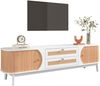 TV-Schrank 170 x 39,5 x 46 cm aus MDF in Weiß/Holzoptik mit Rattan-Schubladen Bild 4
