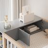 Merax Multifunktionales Hochbett 90x200cm mit Regalen, Stauschrank und großem Kleiderschrank, Sicherheitsleiter mit Ablagefächern, Grau + Rohholzfarben Bild 5