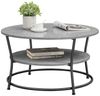 Vasagle Couchtisch rund, Wohnzimmertisch, Sofatisch mit Ablage, einfacher Aufbau, Metall, Industrie-Design, Betongrau-Tintenschwarz Bild 5