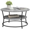 Vasagle Couchtisch rund, Wohnzimmertisch, Sofatisch mit Ablage, einfacher Aufbau, Metall, Industrie-Design, Betongrau-Tintenschwarz Bild 4