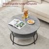 Vasagle Couchtisch rund, Wohnzimmertisch, Sofatisch mit Ablage, einfacher Aufbau, Metall, Industrie-Design, Betongrau-Tintenschwarz Bild 2