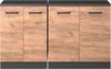 Küchenschrank für Dachschrägen R-Line Goldkraft Eiche 140 cm 2er Set Schrankkorpuss 60 cm Tiefe Vicco Bild 3
