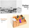 HOMCOM Organizer Schreibtischorganizer Aufbewahrungsbox Büro Box Organisation (2 Schubladen, 1 St, Natur), 33 x 20,5 x 15,5 cm Bild 4
