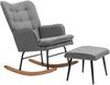 Sessel 64x89x90 cm mit Hocker 45x37x31 cm, gepolstert, dunkelgrau Bild 2