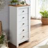 Sideboard mit 5 Schubladen 53 x 114 x 39 cm Kommode Weiß / Eiche Modern, Design Anrichte Hoch Schmal, Schubladenkommode Wohnzimmer Bild 2