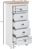 Sideboard mit 5 Schubladen 53 x 114 x 39 cm Kommode Weiß / Eiche Modern, Design Anrichte Hoch Schmal, Schubladenkommode Wohnzimmer Bild 4