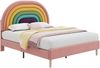 Polsterbett 90×200 cm aus Leinen-Stoff mit LED-Beleuchtung inklusive Matratze, grau Bild 5