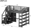Flieks Hochbett Metallbett 140x200cm mit Regale Stauraumtreppe Kleiderschrank LED Bild 4