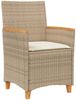vidaXL Gartenstühle mit Kissen 2 Stk. Beige Poly Rattan Massivholz 368722 Bild 4