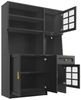 Flieks Küchenbuffet Hochschrank mit LED-Beleuchtung, Schubladen und Glastüren (1-St, B130/T45/H180 cm) Küchenschrank Geschirrschrank Buffetschrank mit Arbeitsplatte Schwarz Bild 3