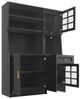 Flieks Küchenbuffet Hochschrank mit LED-Beleuchtung, Schubladen und Glastüren (1-St, B130/T45/H180 cm) Küchenschrank Geschirrschrank Buffetschrank mit Arbeitsplatte Schwarz Bild 4