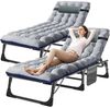 Meulbaty Klappbett Klappbar Sonnen Liege für Balkon/Garten, mit Auflage und Seitentasche (2-St) mit 5-stufiges Verstellmechanismus und 2.3-3cm Matratze Bild 4