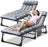Meulbaty Klappbett Klappbar Sonnen Liege für Balkon/Garten, mit Auflage und Seitentasche (2-St) mit 5-stufiges Verstellmechanismus und 2.3-3cm Matratze Bild 5