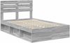 vidaXL Bettrahmen Graues Sonoma 135 x 190 cm Massives Kiefernholz 3411428 Bild 4