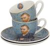DUO ART GALLERY 2er-Set Espressotasse mit Untertasse PORTRAIT OF Van Gogh, New Bone China Porzellan Bild 2