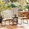 Flieks Gartenmöbel Set 3-tlg mit 2 stapelbar Stühle, Beistelltisch & Kissen, wetterfeste Rattan Lounge, Balkonmöbel Set für 2 Personen, Braun Bild 2