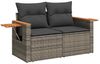 vidaXL 7-tlg. Garten-Sofagarnitur mit Kissen Grau Poly Rattan Akazie 3327567 Bild 4