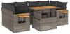 vidaXL 7-tlg. Garten-Sofagarnitur mit Kissen Grau Poly Rattan Akazie 3327567 Bild 2