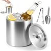 BlingBin Eiseimer Eiswürfelbehälter mit Deckel, Doppelwandig Eiskübel für Eiswürfel, Tragbar Eisbehälter mit Eisschaufel & Zangen für Bar Party Haus, 1,6L Bild 1