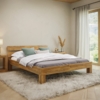 skølm 'Floki' Bett 160x200 cm, Bettgestell, natur geölt, Massivholzbett aus Eiche, Doppelbett mit Bettkopf