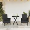 vidaXL 3-tlg. Bistro-Set mit Kissen Schwarz Poly Rattan und Glas 3278748 Bild 2
