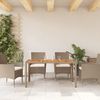 vidaXL Gartentisch Beige 150x90x75 cm Poly Rattan Akazienholz 368127 Bild 3