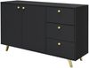 Kommode Salezto 2D3S mit 2 Drehtüren und 3 Schubladen (Farbe: Schwarz) Bild 4