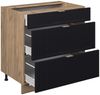 Küchenunterschrank Fame-Line Schwarz gestreift 80 cm mit 3 Schubladen, AP Marmor Vicco Bild 5