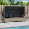 vidaXL Sonnenliege mit Dach und Kissen Hellgrau Poly Rattan 368340 Bild 3