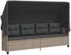 vidaXL Sonnenliege mit Dach und Kissen Hellgrau Poly Rattan 368340 Bild 2