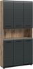 Mehrzweckschrank (B/H/T: 90x185x30 cm) in schwarz matt und Nox Oak Nachbildung Bild 1